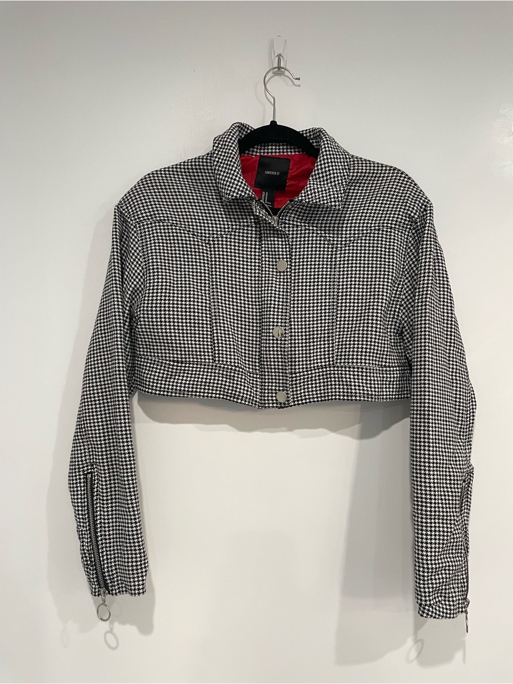Y2K Houndstooth Cropped Jacket